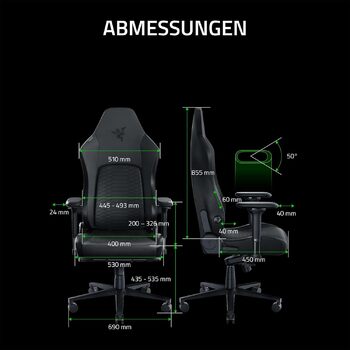 Ігрове крісло з адаптивною поперековою підтримкою (амортизація з піноматеріалу високої щільності, екологічно чиста шкіра EPU без розчинників, 4D підлокітники) Чорний Чорний Iskur V2, 2 -