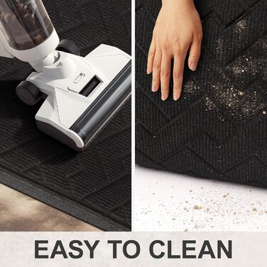 Килимок для дверей LEKEEPGO для приміщень та вулиці, нековзний, миється, поглинаючий, брудозатримуючий килимок для вулиці, вхідний килимок, килимок для вхідних дверей, вхід, зовнішнє використання, 60 x 90 см, чорний