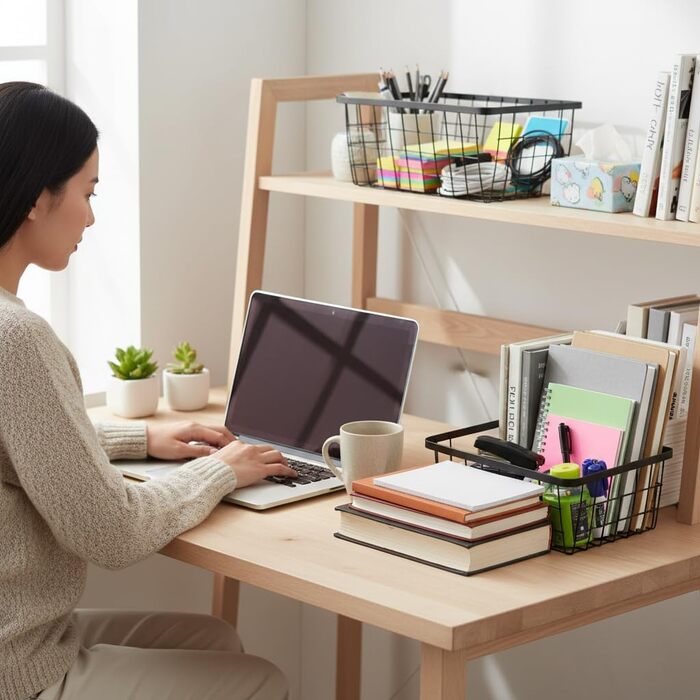 Кухонні металеві дротяні кошики, кошик для зберігання, дротяний кошик з ручками, для зберігання продуктів, органайзер, побутовий холодильник для шаф, комори, ванної кімнати, чорний, 4 предмети. Чорний, 4 шт., новий, малий