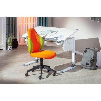 Стілець для столу - Дитячий офісний стілець - Дитячий обертовий стілець - Сітчастий чохол - Помаранчевий та зелений - Jessi Orange, Green