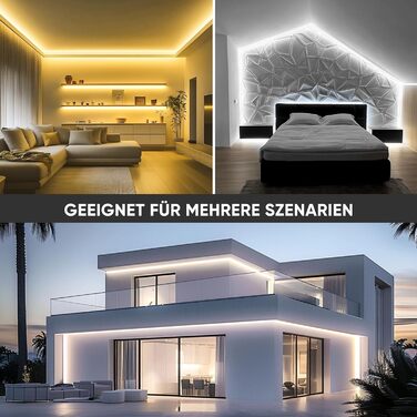 Світлодіодна стрічка Shine Decor COB 2м, AC 220-230V, IP65 Водонепроникна, SMD2025 286 LED/м, Надяскрава світлова лінія для кухні, саду та освітлення (2м, Теплий білий, Сертифікат CE). Теплий білий, 2 метри.