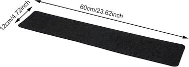 Комплект із 15 фетрових сходинок, 60x12 см, самоклеючі, чорні, нековзні, шумопоглинаючі для використання всередині приміщень, безпечні для дітей та домашніх тварин, килимове покриття для сходів