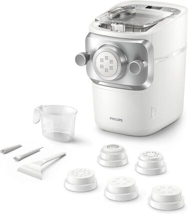 Автоматична хлібопічка для пасти Philips PastaMaker серії 7000, біла 8 видів пасти, 6 дисків для формування, LED-дисплей, без ваг