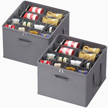 Органайзер для взуття Lifewit на 16 пар, велика взуттєва шафа з роздільниками та кришкою, компактна взуттєва коробка з ручками для зберігання взуття, сірий, комплект з 2 шт.
