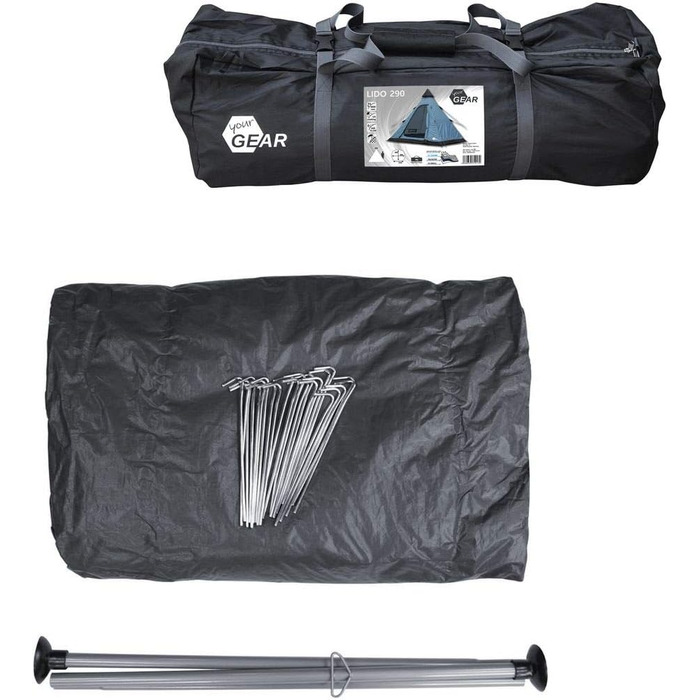 Намет Lido 290 3-місний вігвам-намет Підлога каструля УФ 50 Захист від комах Екран Висота Водонепроникний 5000 мм Синій сірий