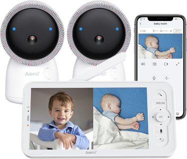 Монітор ARENTI з камерою 2K/3MP, 5 дюймів Wi-Fi Відеоняня PTZ 355, ІЧ нічне бачення, нічне світло, колискові, відображення темпера