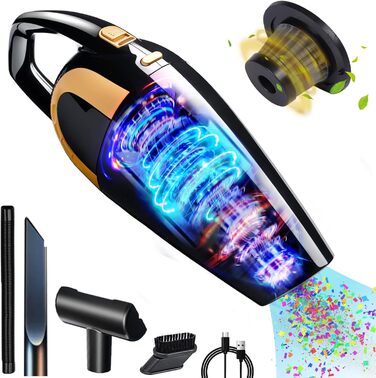 Ручний пилосос, 16000Pa ручний пилосос Переможець тесту акумулятора без мішка, 120W автомобільний пилосос Потужний міні пилосос дл