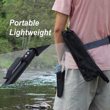 Підсак для риби Sougayilang, складний, розкладний, телескопічна штанга, міцний нейлоновий матеріал, безпечне ловлення або випускання риби, чорний - 115 см