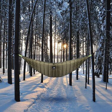 Гамак Underquilt Килимок для сну Underkilt Вуличний, Надлегкий бавовняний Зимовий спальний мішок Зима -10-0 градусів для гамаків Ізоляція Легкий Піший Туризм Кемпінг Зелений (250 130 см)