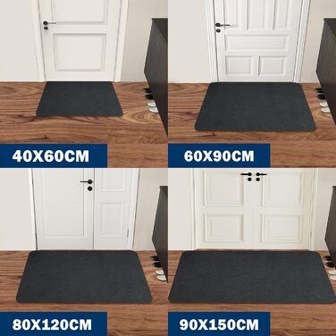 Килимок для вловлювання бруду 50x80 см, надтонкий килимок для прихожих, абсорбуючий нековзний килим, міцний килимок для прихожих, для вхідної зони, кухні, патіо, вхідних дверей, темно-сірий 50 x 80 см (прямокутний)