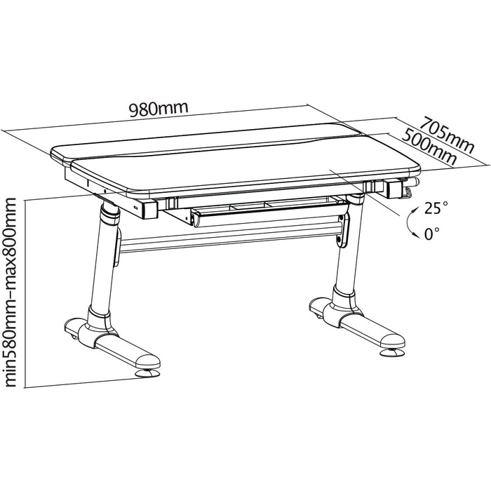 Комплект HOKO Ergo-Study-Table COMPAKT, JoJo & LUBU. Регульована по висоті дитяча парта з регульованою по нахилу стільницею та тум