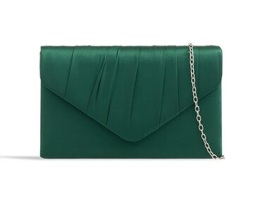 Клатч жіночий атласний, плісований, весільний аксесуар, для вечірок, випускного, сумочка з ланцюжком, зелений