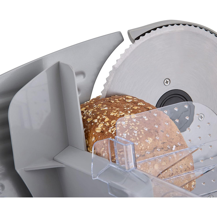 Металева харчова нарізка HEINRICHS, електрична хліборізка, нарізка ковбаси, круглий ніж з нержавіючої сталі (Ø19см), плавне регулювання товщини різання, інтегр. Запобіжний замок, 200 Вт Heinrich