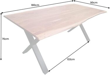 Обідній стіл Riess Ambiente з масиву дерева Mammut Nature 180 см, акація, натуральний край, стільниця 2,6 см