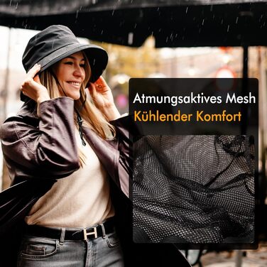 Складана жіноча дощова шапка Comhats, сонцезахисна шапка з ремінцем від підборіддя UPF50, водонепроникна, розмір M, 00737Чорний/Синій