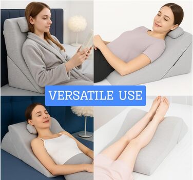 Подушка для читання спинка, регульований підголівник, піна з ефектом пам&39яті, знімний чохол, дихаюча та нековзна, трикутна ручка для спини, шиї та ніг 60 x 50 x 30 см