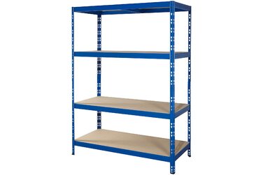 Міцний стелаж Rom 178,5 x 130 x 60 см Синє порошкове покриття 4 полиці, кожна з максимальним навантаженням 250 кг Полиця для зберігання, металева полиця, полиця для підвалу (130 x 178,5 x 60 см)