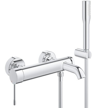 Змішувач для ванни та душу GROHE Essence з душовим набором (комплект з зворотним клапаном та автоматичним перемикачем), хром, 33628001