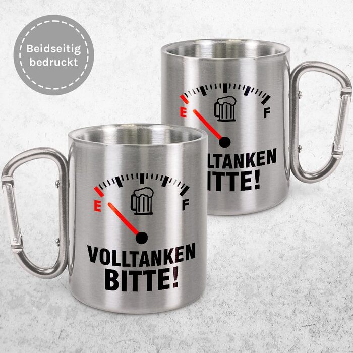 Долийте, будь ласка Чашка з нержавіючої сталі з карабіном Ідея подарунка 330 мл Чашка Для кемпінгу Ключки Сріблястий без кришки