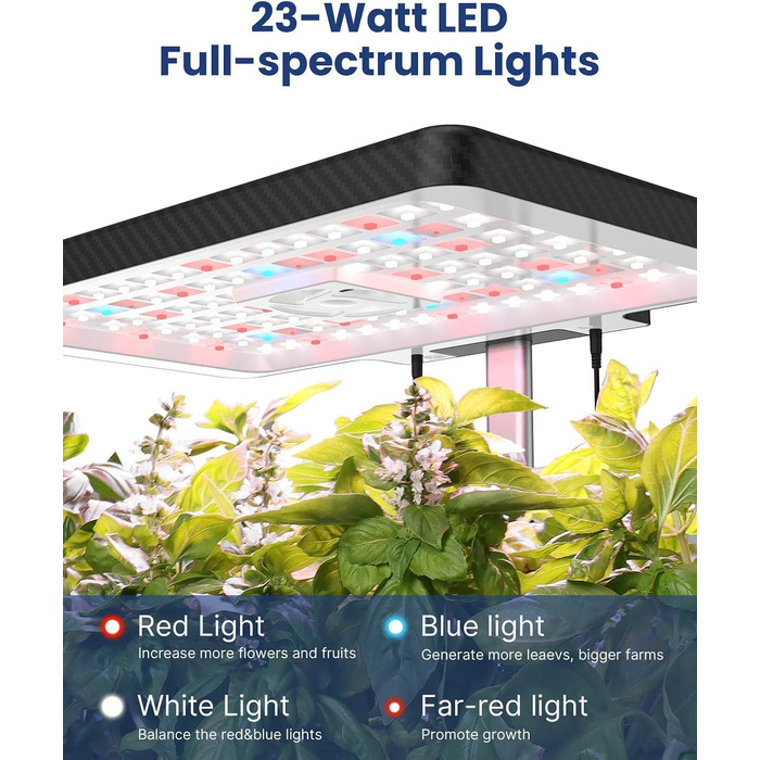 Гідропонна система вирощування iDOO, 12 стручків кімнатного травяного саду з автоматичним таймером, розумний сад зі світлодіодною лампою для рослин і вентилятором, регульований по висоті садовий набір трав, чорний