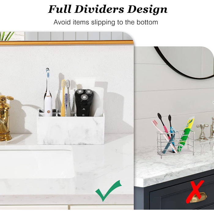 Тримач для зубних щіток із смоли Luxspire, 5 відділень для зубних щіток Ручна робота Тримач для електричної зубної щітки Зубна пас