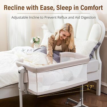 Дитяче ліжечко-колиска - Дитяче ліжко-колиска з колесами, пружинна колиска для немовлят - Комплект ліжечка для подорожей - Розсувне дитяче ліжко - Безпечне спальне місце для малюків, бежевий