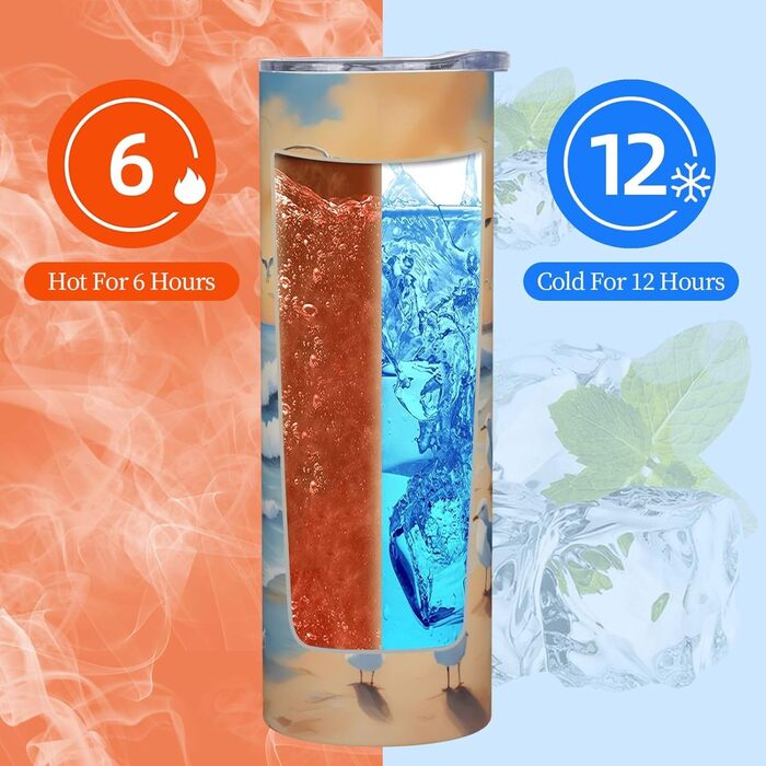 Кружка з прямою трубочкою, дизайн чайки, друкована, підходить для кемпінгу, офісу та дому, 590 мл