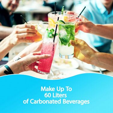 Циліндр 60 л для виробника газованої води, карбонатор преміум-класу, що загвинчується, сумісний із звичайними виробниками газованої води, SodaStream, Aarke тощо, 425 г перероблений різьбовий циліндр * Не для швидкого підключення, 2 шт., CO2