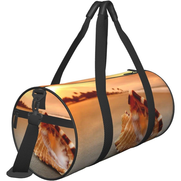 Спортивна дорожня сумка Морська раковина з принтом Конх, чорна, універсальний розмір