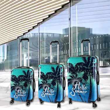 Валіза H4L, валіза з твердим корпусом, дорожній візок, синя, розмір S (55x40x23 см), Hello Summer S