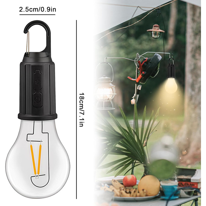 Набір із 4 акумуляторних кемпінгових ліхтарів, ліхтарі для наметів, 3 режими освітлення, акумуляторні лампочки з батареєю, зарядка через USB, міні-світлодіодні кемпінгові ліхтарі, регульована яскравість, зовнішні кемпінгові ліхтарі