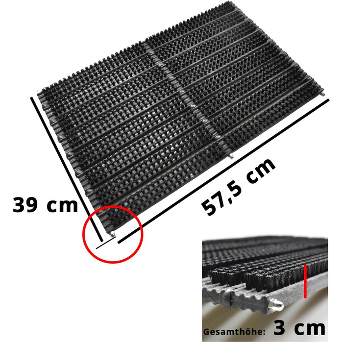 Килимок для щітки, скребок для взуття, килимок для дверей, килимок для входу, килимок для ніг, приблизно 60 x 40 см