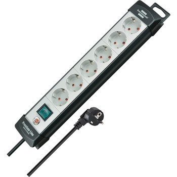 Розетка Brennenstuhl Premium-Line 6-місна (розетка з вимикачем і кабелем 5 м - розташування розеток під кутом 45, настінна розетка