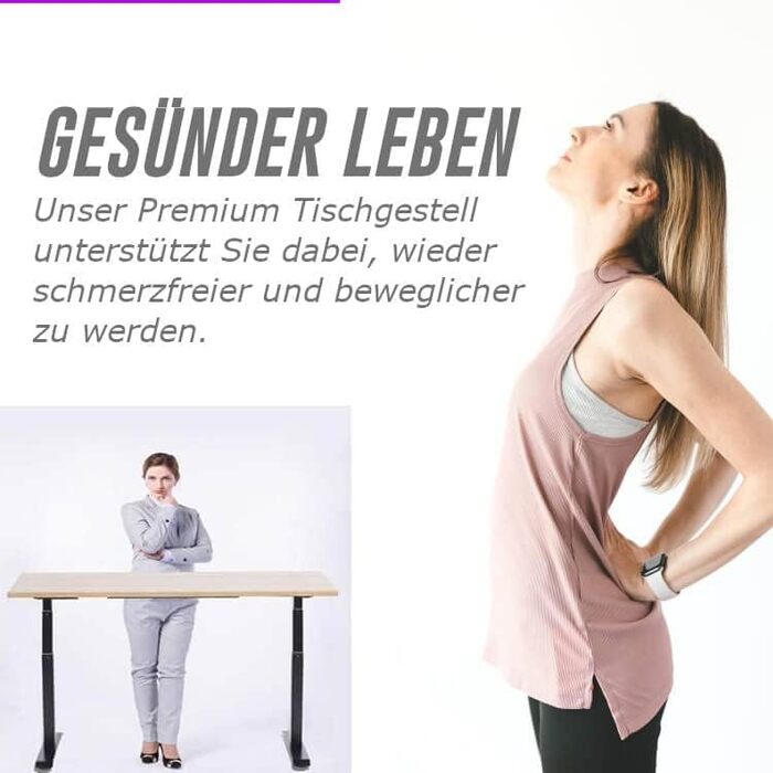 Стіл з регульованою висотою (610x1250 см) - Стіл для роботи сидячи/стоячи з портами зарядки - Каркас столу з електричним регулюванням висоти та сталевими ніжками - Стіл з регульованою висотою, білий 610-1250 мм 2 ніжки білий