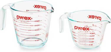 Набір скляних мірних чашок Pyrex із 2 предметів, включає мірні чашки для рідини із загартованого скла