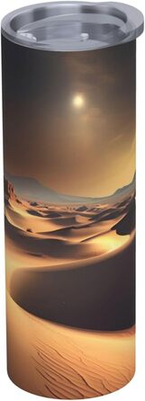 Кухоль з прямою трубочкою, дизайн пустелі Сахара, дорожній кухоль, підходить для кемпінгу, офісу та дому, 590 мл