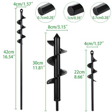 Набір садових бурів для акумуляторного шуруповерта (3 шт.) 4x42 см, 8x30 см, 4x20 см садові рукавички