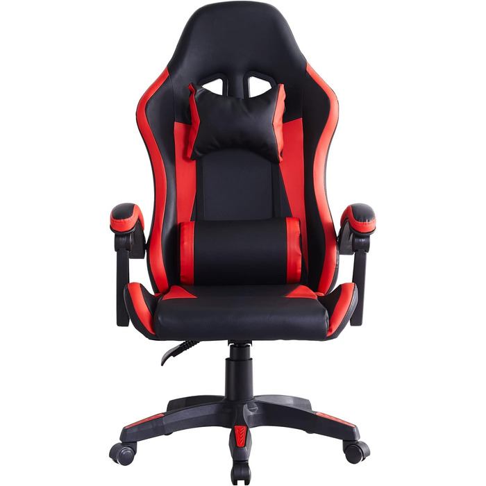 Ергономічне ігрове крісло CLIPOP, комп&39ютерне обертове крісло з підголівником та поперековою опорою, функція нахилу та блокування, регулювання висоти, поворотне, висока спинка, гоночні крісла, чорне/червоне