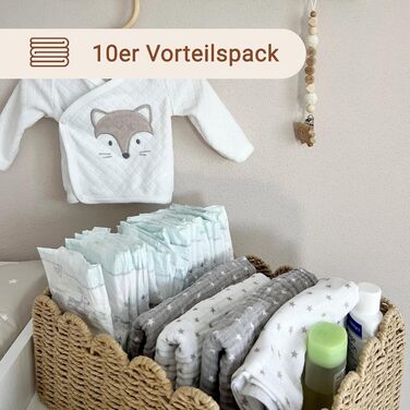 Набір з 10 муслінових серветок для відрижки розміром 80x80 см з бавовни - приємні для шкіри муслінові серветки з милими зірочками