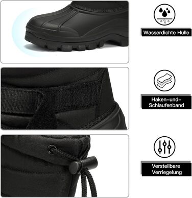 Водонепроникні зимові чоботи Kricely для чоловіків та жінок, снігові чоботи з теплою підкладкою, нековзне зимове взуття, повністю чорні, EU 45