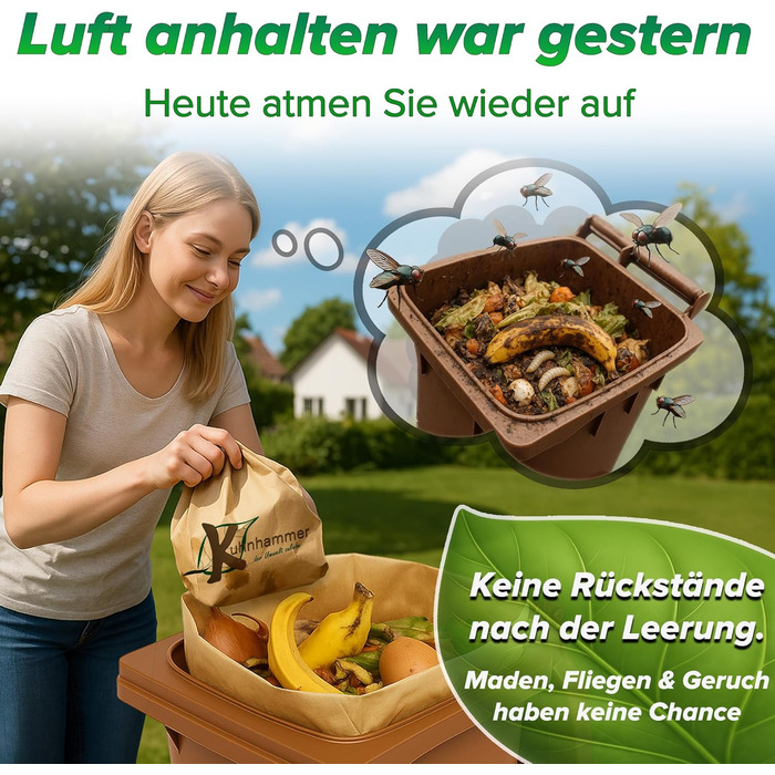 Пакети для органічних відходів 80 л - 120 л 25 шт. Пакети для органічних відходів Паперові пакети для органічних відходів, без личинок Паперові пакети для садових відходів