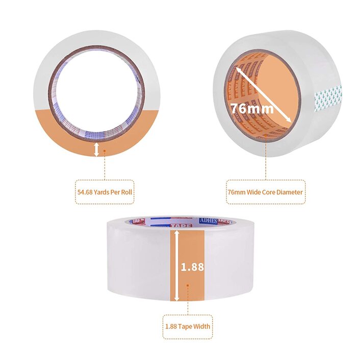 Пакувальні стрічки ADHES Пакувальна стрічка Пакувальна стрічка Прозора пакувальна стрічка 48 мм x 55 м, товщина 2,7 mil, 36 РУЛОНІВ (48 мм x 50 м x 2,6 міл (супер прозорий)/48 рулонів)