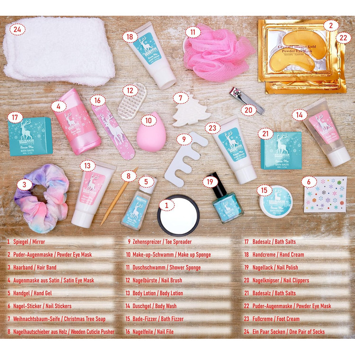 Різдвяний календар краси BRUBAKER Cosmetics 2025 - XXL різдвяний календар здоров&39я для жінок та дівчат - 24 засоби догляду за тілом та спа-аксесуари - м&39ятно-блакитний