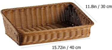 Плетений кошик для зберігання BESTonZON, квадратний, 40x30x12 см, кошик для фруктів, хлібниця, сервірувальний кошик, органайзер для робочого столу, багатофункціональна коробка для зберігання