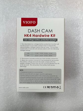 Комплект жорсткого дроту VIOFO HK4 Acc тільки для серій T130 / A119 Mini 2 / WM1 / A229, активує режим паркування і захист від низької напруги