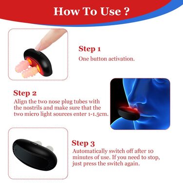 Прилад для назальної терапії з червоним світлом Horuili, заспокійливий пристрій для носа, фізіотерапія Полегшення носа, усунення закладеності та дискомфорту в носі