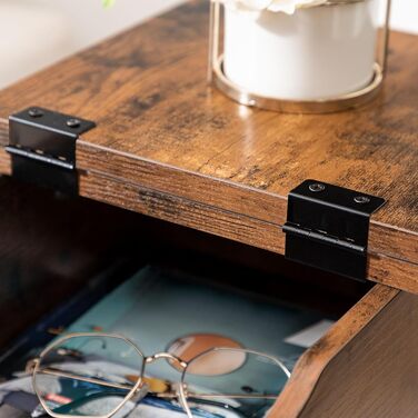 Журнальний столик HOOBRO, відкидний диван-столик із зарядною станцією та полицею для зберігання, вузька тумбочка для невеликих приміщень, спальня, вітальня, міцний, темно-коричневий EBF342BZ01 темно-коричневий чорний 1