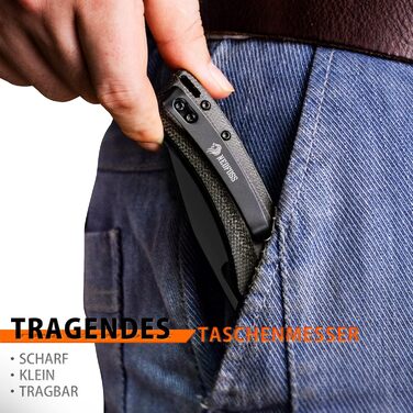 Складаний ніж NedFoss MAMBA, одноручний ніж зі сталі 9CM D2 з рукояткою Micarta, кишеньковий ніж з лайнерним замком та шарикопідши