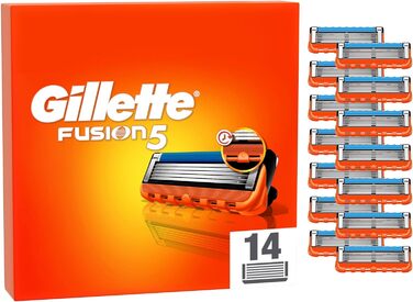 Леза для бритви Gillette Fusion 5, 18 змінних лез для мокрих бритв чоловічі з 5-кратним лезом, Зроблено в Німеччині (14 лез)