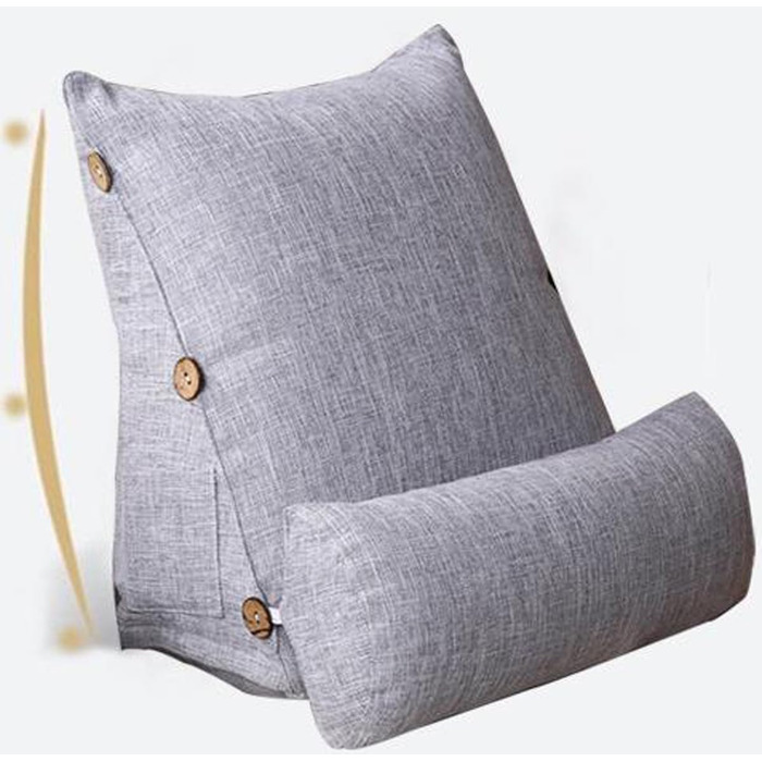 Подушка для читання для дорослих, ліжко, трикутна, подушка для захисту спинки автомобіля та попереку, диван, велика спинка, підтримка спини для офісу, тривимірна клиноподібна подушка, 60x50x20 см, сіра